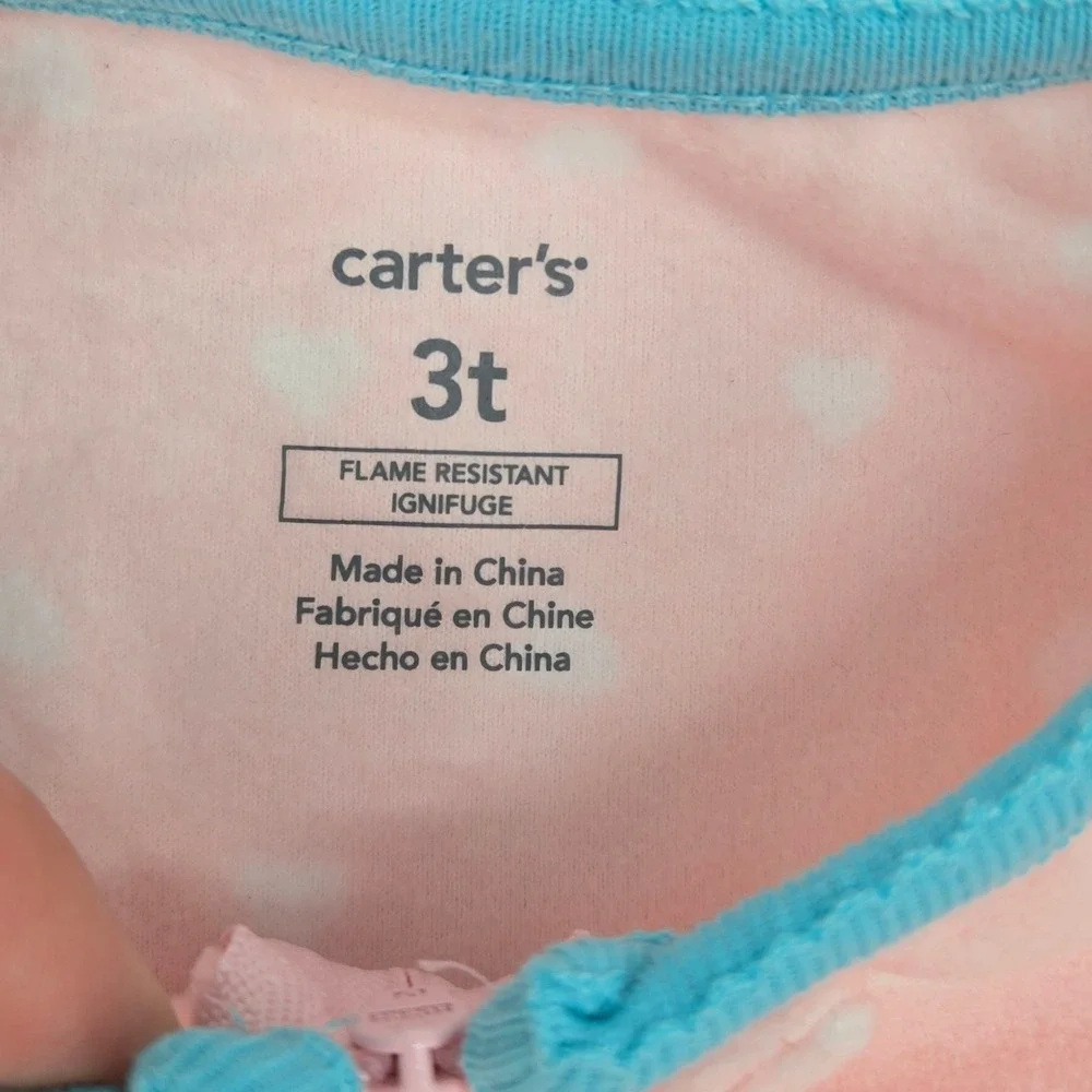 Carter's Toddler Girls NWT 3T Footed Pajamas Princess Monkey Heart Fleece